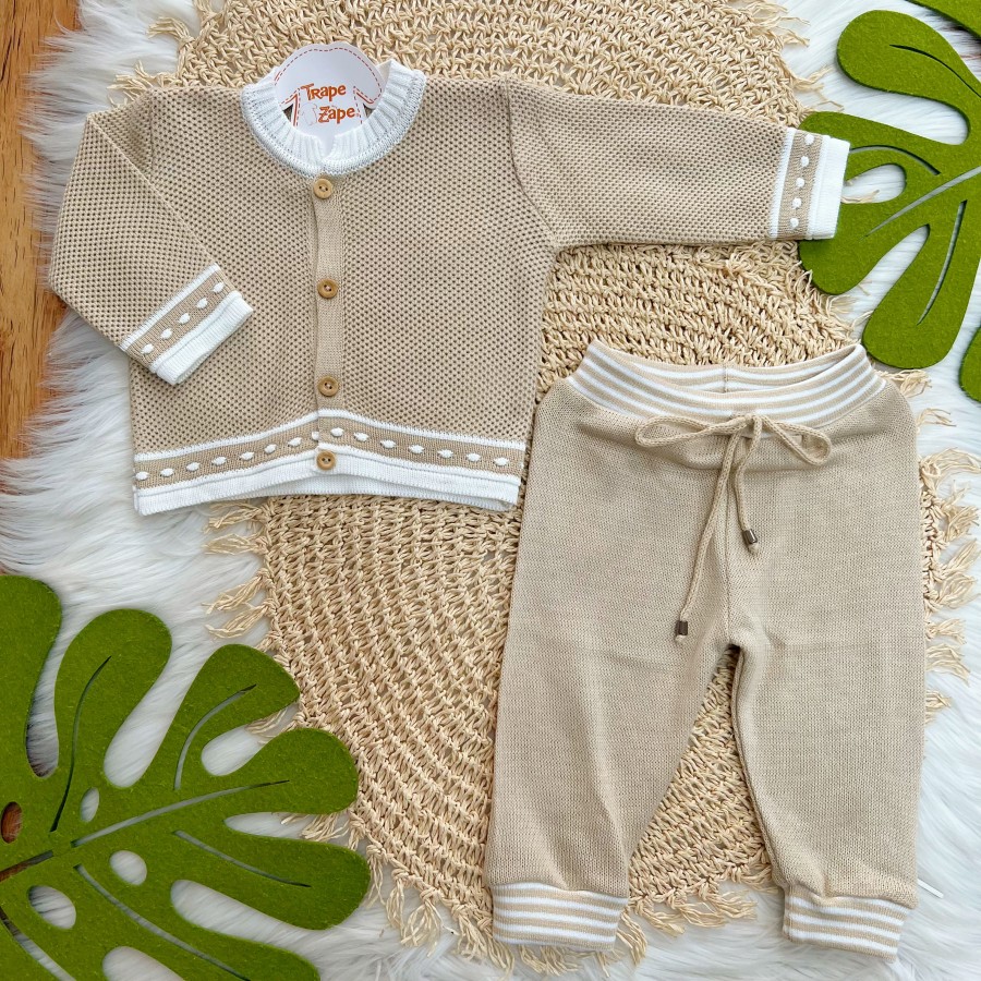 Conj de Linha Tijolinho-  Areia com Branco